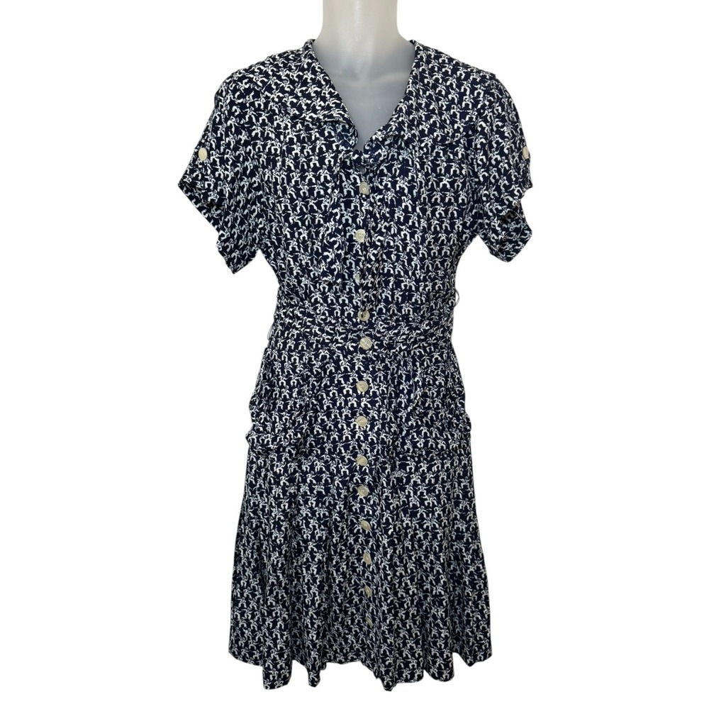 Karen Alexander‎ Vintage Sailor Dress Belted Drop Pleated Skirt w Pockets size 8